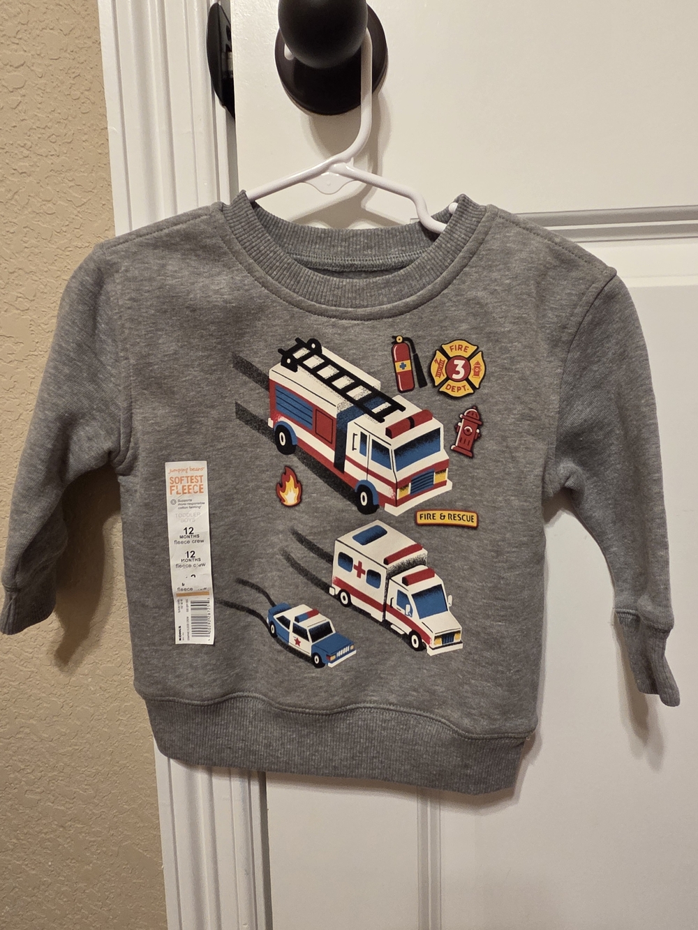 Jumping Beans Fire Rescue Graphic Sweatshirt 12M NWT